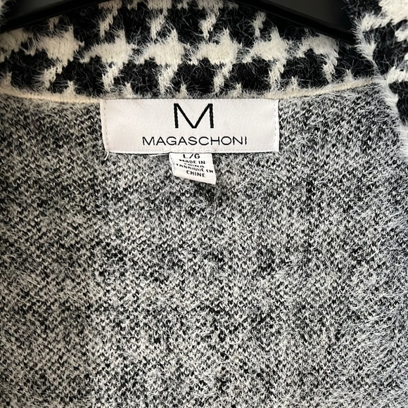 Women's Jacquard Sweater Coat, Black/Bone Knitted Herringbone, L, new - Picture 3 of 4